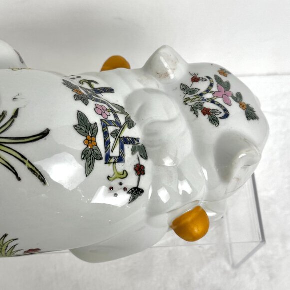 VTG Chinoiserie Sleeping Lucky Cat Figurine Ceramic Hand Painted MCM - Picture 10 of 15